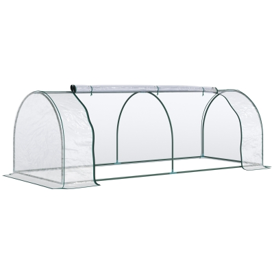 Outsunny Invernadero Caseta 250x100x80 cm para Jardín Terraza Cultivo de Plantas Semilla Vivero Casero Tipo Túnel con Marco de Acero y Cubierta PVC Transparente