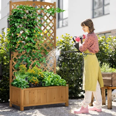 Jardiniera de exterior din lemn de brad cu design vertical