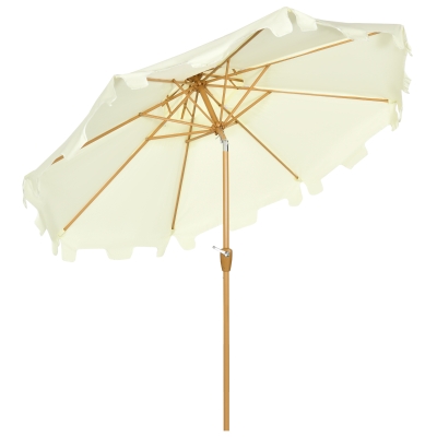 Outsunny Sonnenschirm, mit breitem Rand, neigbar, mit Handkurbel, Stahl+Polyester, creme, Ø267 x 247 cm