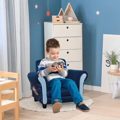 HOMCOM Kids Armchairs Children Sofa Outer-Space Armchair Kids Mini Sofa Children Armchair Sofa For Toddlers Polyester Upholstered