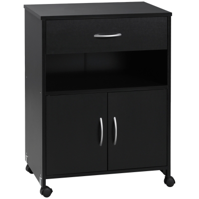 Vinsetto Armario para Impresora con Ruedas Cajón 2 Puertas y Estante para Salón Oficina Estudio 60x39x80 cm Negro