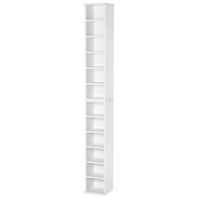 HOMCOM 2 Estanterías para CD o DVD con 12 Compartimentos para 204 CD's y Estante Ajustable 21x22,5x88,5 cm Blanco