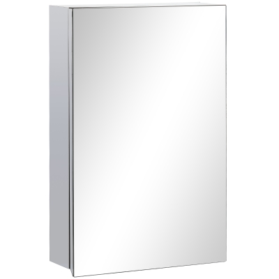 kleankin Armário de Casa de Banho com Espelho Armário de Parede para Casa de Banho com Porta e 3 Prateleiras de Armazenamento para Duche 39x12x60cm Prata