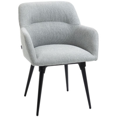HOMCOM Cadeira Estofada em Linho Sintético com Apoio para os Braços e Pés de Aço 59,5x59,5x78,5cm Cinza
