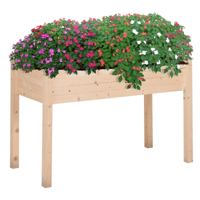 Outsunny Horta Elevada de Madeira com Tecido não Tecido e 4 Orifícios de Drenagem para Cultivo 122,5x56,5x76cm Madeira
