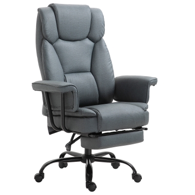 Vinsetto Bürostuhl Ergonomischer Chefsessel 360° Drehbar Computerstuhl höhenverstellbar mit Kopfstütze und gepolsterte Armlehnen mit Fußstütze Kunstleder 68 x 80 x 120–126 cm