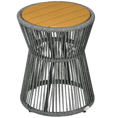Outsunny Gartentisch im Boho-Stil, wetterbeständig, PE-Rattan, 39 cm x 39 cm x 49 cm, Schwarz + Natur