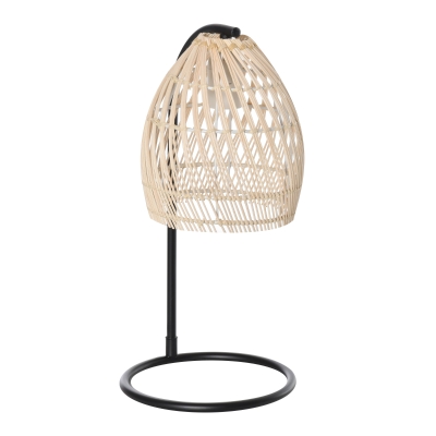 HOMCOM Lámpara de Mesa Decorativa con Pantalla de Ratán Casquillo E27 Máx. 40W para Dormitorio Salón Ø20x41 cm Natural