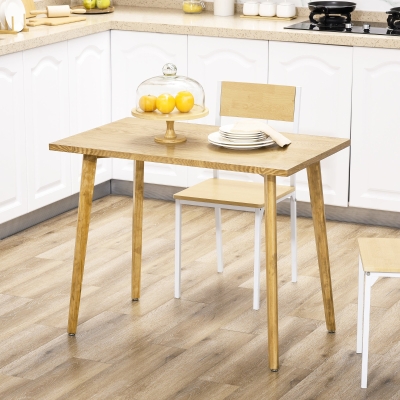 HOMCOM Mesa de Comedor Rectangular Mesa para Salón con Patas de Madera de Pino 98x60x76,5 cm Natural