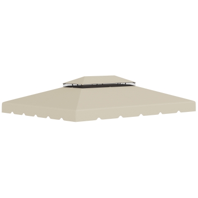 Outsunny Techo de Repuesto para Cenador 3,9x2,9 m Cubierta de Repuesto con Doble Techo y 8 Orificios de Drenaje Beige