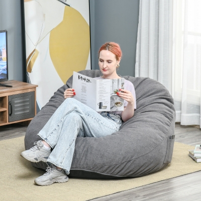 HOMCOM Poduszka siedziska beanbag wyściełana poliester pianka ciemnoszara
