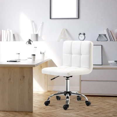 Scaun rotativ din piele sintetica, 46x51x76-88cm, alb