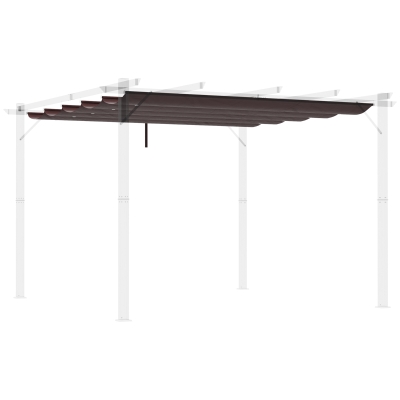 Outsunny Cubierta para Techo Retráctil de 2,5x2,55m para Pérgola 3x3 Tela de Repuesto con 10 Orificios de Drenaje Café