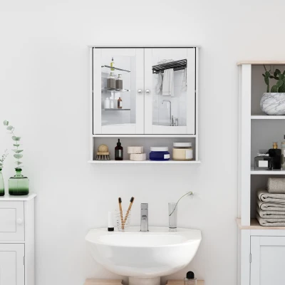 Wall-mounted Medicine Cabinets Bathroom Living Room Organizer with Mirror -White
