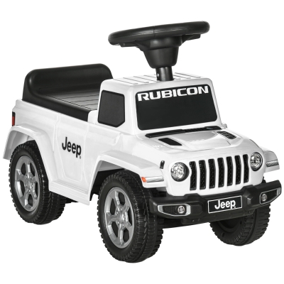 AIYAPLAY Porteur trotteur enfants voiture licence jeep 18-36 mois coffre - 63,5 x 29 x 42 cm blanc