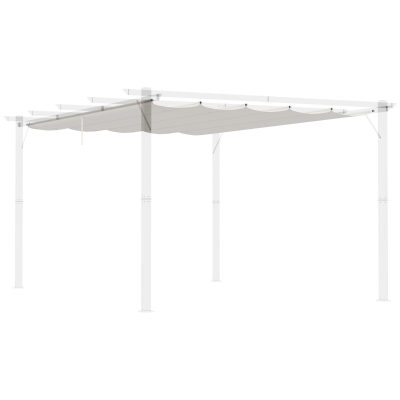 Outsunny Cubierta para Techo Retráctil de 3,5x2,5m para Pérgola 4x3 Tela de Repuesto con 10 Orificios de Drenaje Crema