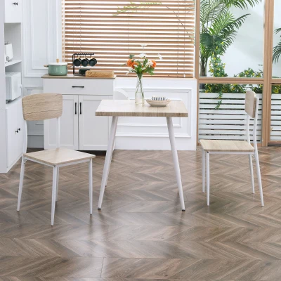 HOMCOM 3-Piece Dining Table Set, Square Modern Kitchen Table with 2 Chairs for Small Space