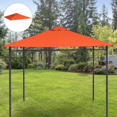 Outsunny 3x3m Square Gazebo Canopy Replacement Water-Resistant UV Protected Top Cover Sun Shade Orange