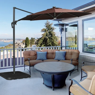 Outsunny Set of 4 Cantilever Parasol Base Stand Outdoor Umbrella Weights, Up to 120kg Sand or 80kg Water Filled, Black
