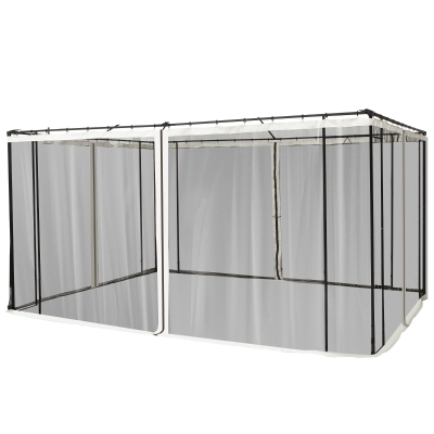 Outsunny Replacement Mosquito Netting for Gazebo 10' x 12' Black Screen Walls for Canopy with Zippers for Parties and Outdoor Activities