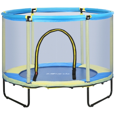 ZONEKIZ Cama Elástica Infantil Ø110 cm con Red de Seguridad Trampolín para Niños de 1-6 Años para Interior Exterior Azul