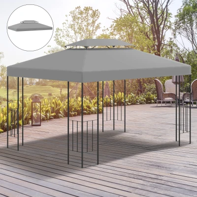 Outsunny 3x4m Gazebo Canopy Replacement Cover - 2 Tier Top Roof UV Cover for Garden Patio Outdoor Sun Awning Shelters (TOP COVER ONLY)