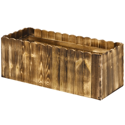 Outsunny 70L Raised Garden Bed, Wooden Rectangle Planter Box, Outdoor Herb Vegetable Flower Pot (80L x 33W x 30H cm)