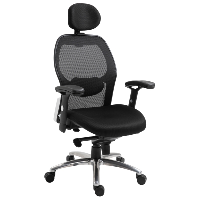 Vinsetto Bürostuhl Schreibtischstuhl Computerstuhl PC Stuhl Home-Office-Stuhl mit Wippenfunktion Kopflehne höhenverstellbar ergonomisch 360°drehbar PP Mesh Schwarz 64,5 x 65,5 x 120-128 cm