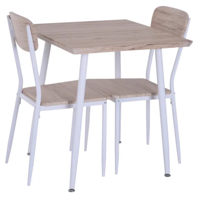 HOMCOM Set da Pranzo 1 Tavolo e 2 Sedie Legno