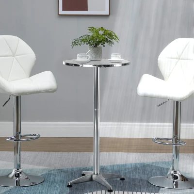 HOMCOM Adjustable Aluminium Bar Table-Silver