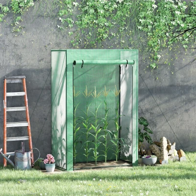 Outsunny 100 x 50 x 150cm Outdoor Tomato Greenhouse with Roll-up Door, Steel Frame PE Cover, for Backyard, Balcony, Garden, Green