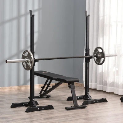 HOMCOM Adjustable Squat Rack, Weight Strength Training Bench Press Rack Barbell Rack Power Rack Weight Bench Supporter for Home Gym Exercise, Max Load 150kg, 124-154cm