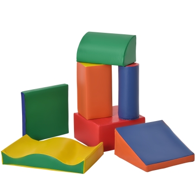 HOMCOM Soft-Bausteine, 7-tlg. Set, sicheres Material, weich und pflegeleicht, Schaumstoff, bunt