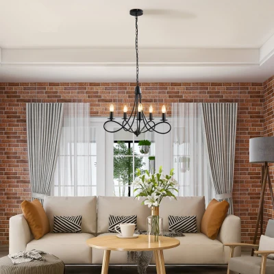 Candelabru Suspendat cu 5 Sfesnice, Negru 158x45Hcm