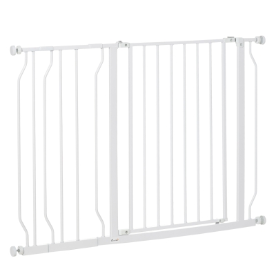 PawHut Wide Dog Safety Gate, with Door Pressure, for Doorways, Hallways, Staircases - White
