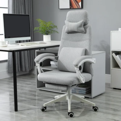 Vinsetto High Back Office Chair Reclining w/ Footrest Grey