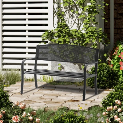 Banca de exterior din otel, 127x60x85cm, negru