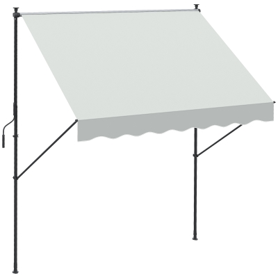Outsunny Toldo Manual Retráctil 200x170x200-290 cm Ajustable con Manivela Protección Solar UV40+ para Balcón Terraza Crema