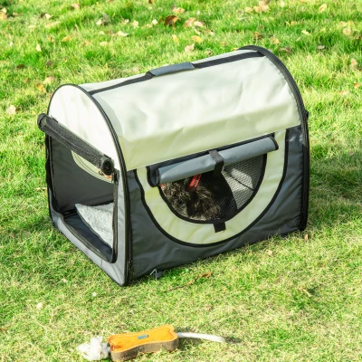 PawHut 61cm Foldable Pet Carrier for Small Miniature Dogs, Portable Cat Carrier, Soft Travel Bag, Grey