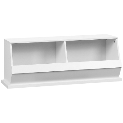 HOMCOM Meuble 2 casiers bacs de rangement en MDF - dim. 90L x 36l x 35H cm -blanc