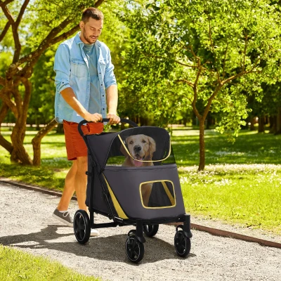 Carucior pentru animale de companie cu roti frontale