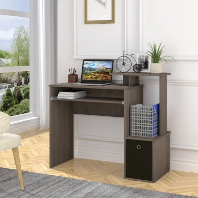 HOMCOM Particle Board Multi-Tier Computer Desk Grey