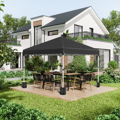 Foisor Pop Up 3x3M cu 2 pereti laterali, Negru,