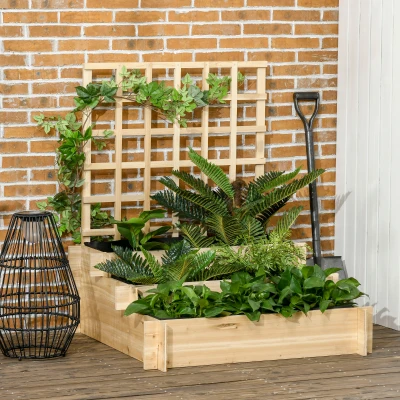 Outsunny Fioriera da Esterno a 3 Livelli con Grigliato in Legno