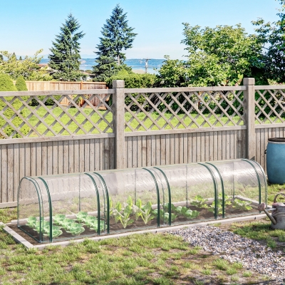 Outsunny Estufa para Jardim Estufa Pequena para Cultivo de Plantas com 4 Janelas 395x100x80 cm Transparente e Verde