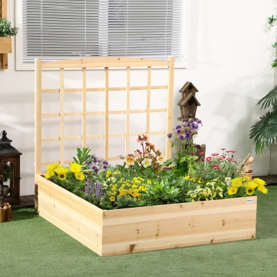 Outsunny Floreira de Madeira com Treliça Horta Vertical para Cultivos de Verduras Flores Plantas 110x116x120 cm Madeira