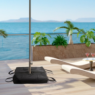Outsunny Conjunto de 2 Bolsas de Areia para Peso de Chapéu de Sol 50 kg Base para Chapéu de Sol com Pá e Alças 50x25x18 cm Preto