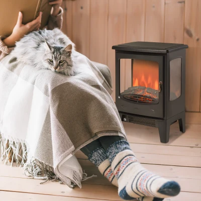 HOMCOM Electric Fireplace Heater Retro Faux Fire 900W/1800W