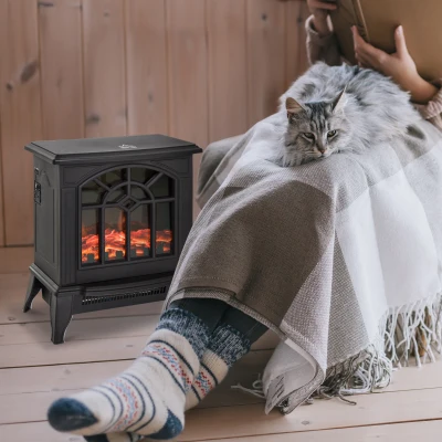 HOMCOM Electric Fireplace Heater Black 1000W/2000W