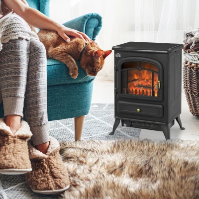HOMCOM Electric Fireplace Portable Stove 950/1850W Black